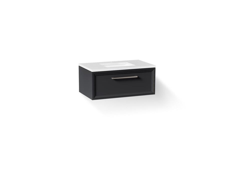 KOHLER K-CM33566-BD22 Lodern 36" Wall-hung Bathroom Vanity Cabinet with Sink and Quartz Top, Slate Grey - 3/4 view of product