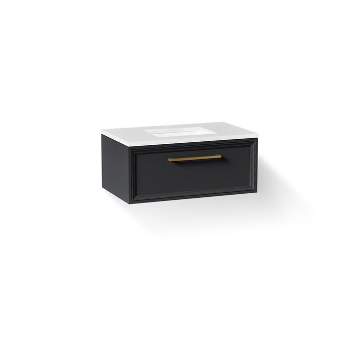 KOHLER K-CM33566-BD22 Lodern 36" Wall-hung Bathroom Vanity Cabinet with Sink and Quartz Top, Slate Grey - 3/4 view of product