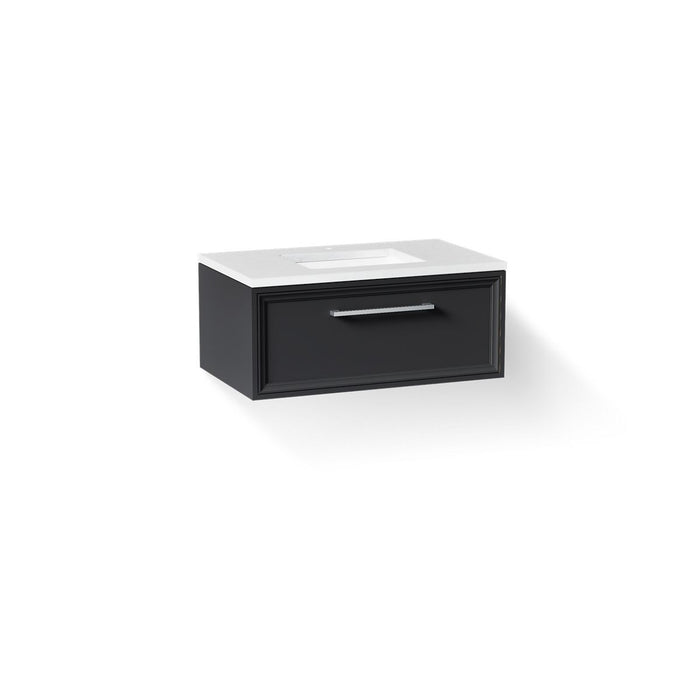 KOHLER K-CM33566-BD22 Lodern 36" Wall-hung Bathroom Vanity Cabinet with Sink and Quartz Top, Slate Grey - 3/4 view of product