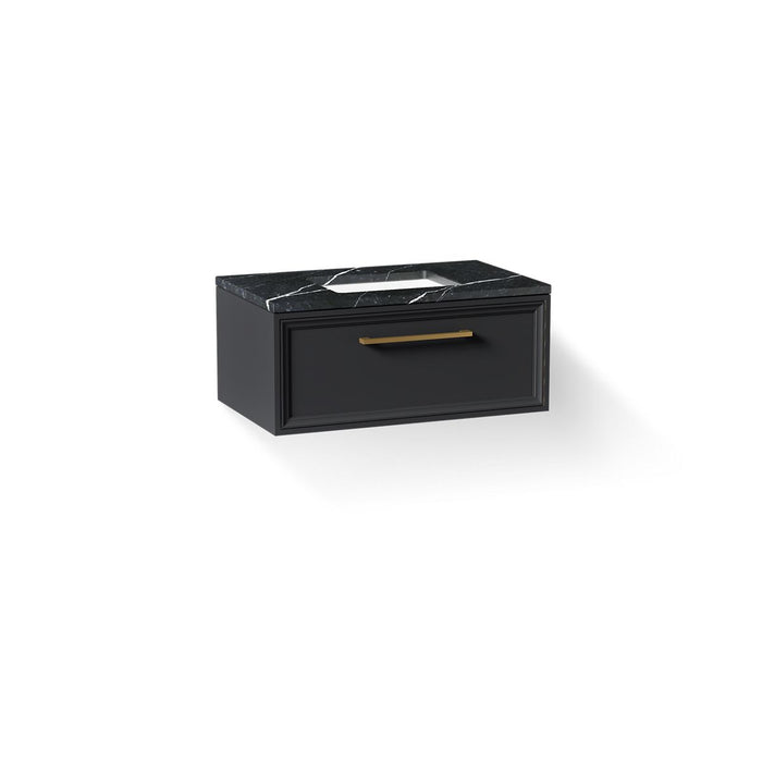 KOHLER K-CM33566-BD22 Lodern 36" Wall-hung Bathroom Vanity Cabinet with Sink and Quartz Top, Slate Grey - 3/4 view of product