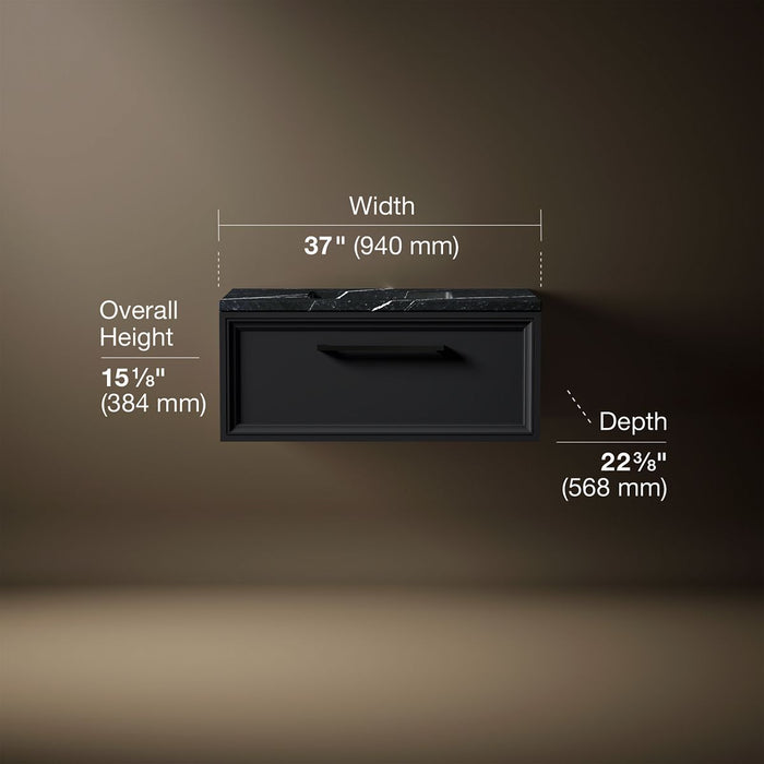 3/4 view of product with dimensions