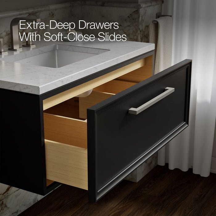 KOHLER K-CM33566-BD22 Lodern 36" Wall-hung Bathroom Vanity Cabinet with Sink and Quartz Top, Slate Grey - Shows close up deta