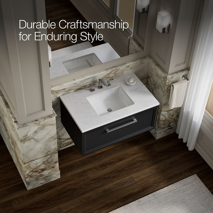 KOHLER K-CM33566-BD22 Lodern 36" Wall-hung Bathroom Vanity Cabinet with Sink and Quartz Top, Slate Grey - image focused on si