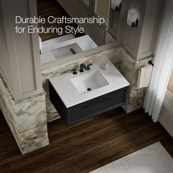KOHLER K-CM33566-BD22 Lodern 36" Wall-hung Bathroom Vanity Cabinet with Sink and Quartz Top, Slate Grey - image focused on si