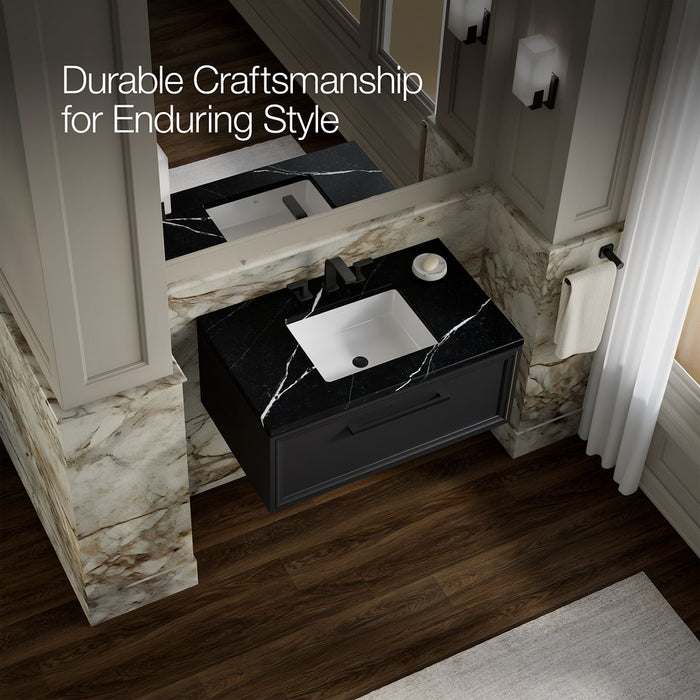 KOHLER K-CM33566-BD22 Lodern 36" Wall-hung Bathroom Vanity Cabinet with Sink and Quartz Top, Slate Grey - image focused on si