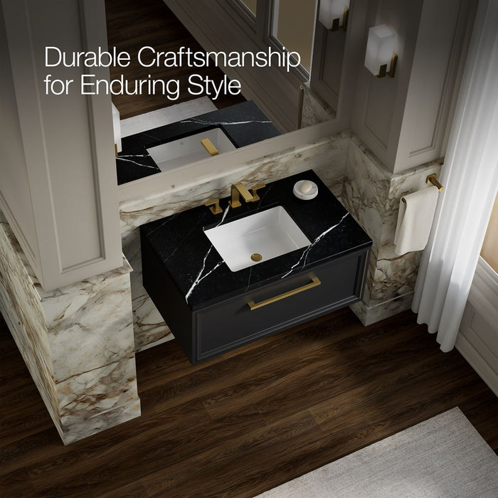 KOHLER K-CM33566-BD22 Lodern 36" Wall-hung Bathroom Vanity Cabinet with Sink and Quartz Top, Slate Grey - image focused on si