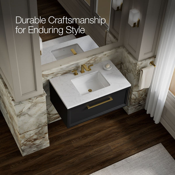 KOHLER K-CM33566-BD22 Lodern 36" Wall-hung Bathroom Vanity Cabinet with Sink and Quartz Top, Slate Grey - image focused on si
