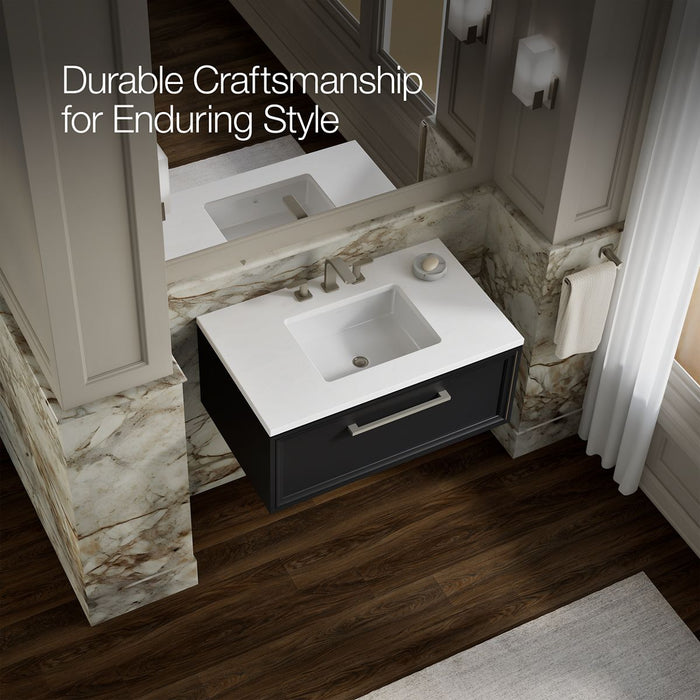 KOHLER K-CM33566-BD22 Lodern 36" Wall-hung Bathroom Vanity Cabinet with Sink and Quartz Top, Slate Grey - image focused on si