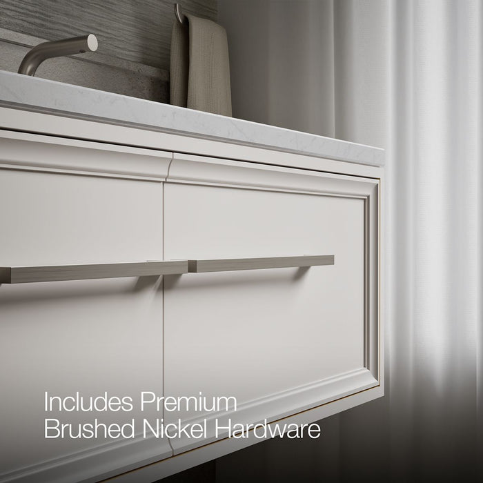 KOHLER K-CM33567-BD1 Lodern 60" Wall-hung Bathroom Vanity Cabinet with Sinks and Quartz Top, Linen White - Detail image of a 