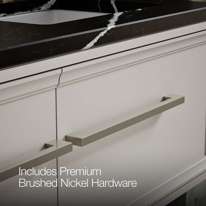 KOHLER K-CM33567-BD23 Lodern 60" Wall-hung Bathroom Vanity Cabinet with Sinks and Quartz Top, Linen White - Detail image of a