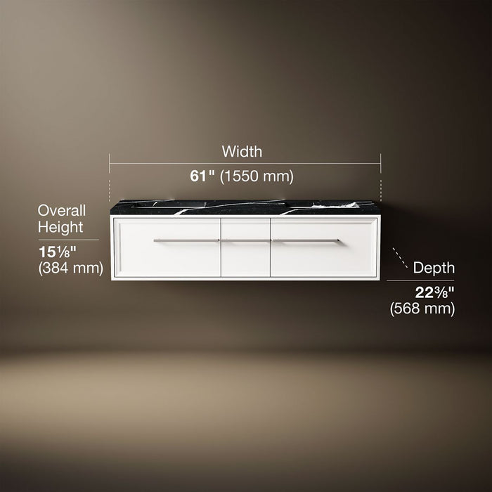 3/4 view of product with dimensions
