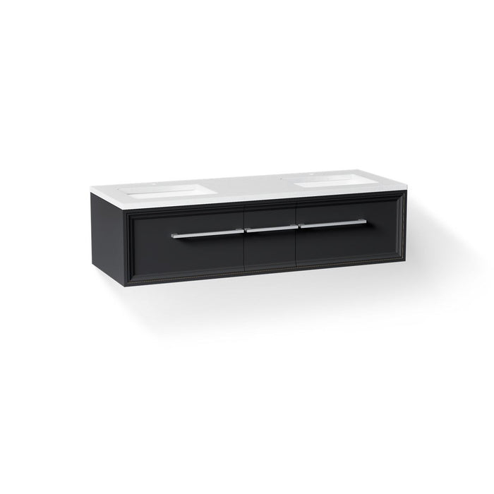 KOHLER K-CM33567-BD23 Lodern 60" Wall-hung Bathroom Vanity Cabinet with Sinks and Quartz Top, Slate Grey - 3/4 view of produc