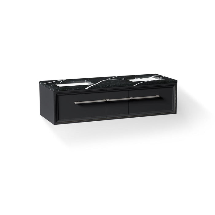 KOHLER K-CM33567-BD23 Lodern 60" Wall-hung Bathroom Vanity Cabinet with Sinks and Quartz Top, Slate Grey - 3/4 view of produc