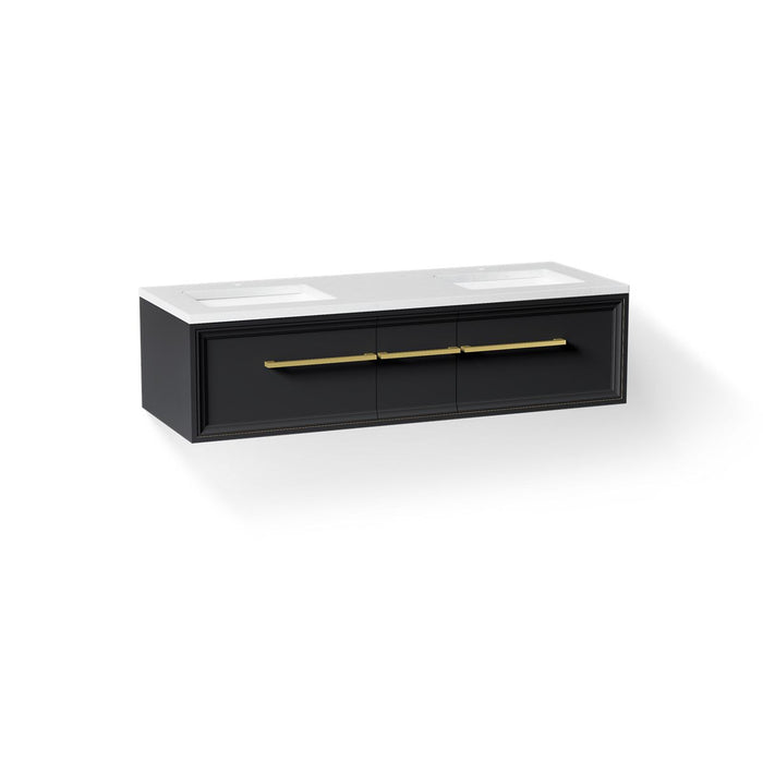 KOHLER K-CM33567-BD23 Lodern 60" Wall-hung Bathroom Vanity Cabinet with Sinks and Quartz Top, Slate Grey - 3/4 view of produc