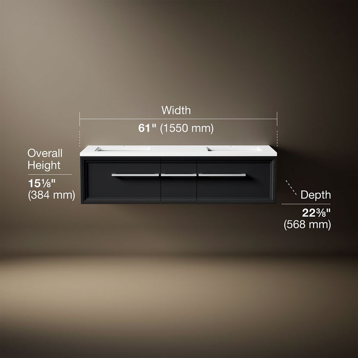 3/4 view of product with dimensions