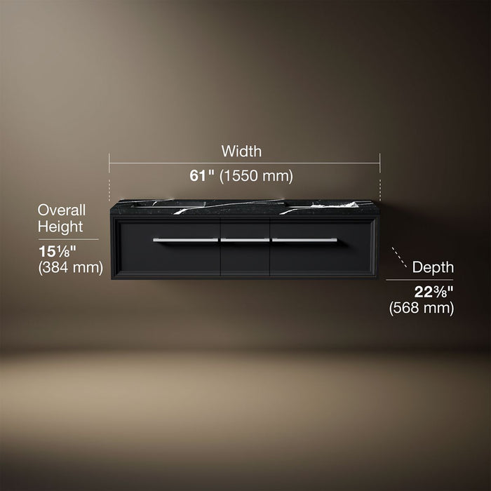 3/4 view of product with dimensions