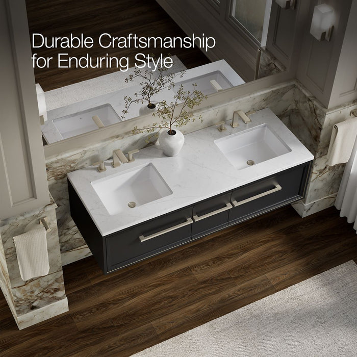 KOHLER K-CM33567-BD23 Lodern 60" Wall-hung Bathroom Vanity Cabinet with Sinks and Quartz Top, Slate Grey - image focused on s