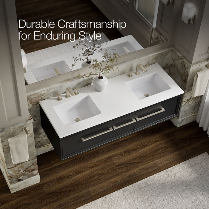 KOHLER K-CM33567-BD23 Lodern 60" Wall-hung Bathroom Vanity Cabinet with Sinks and Quartz Top, Slate Grey - image focused on s