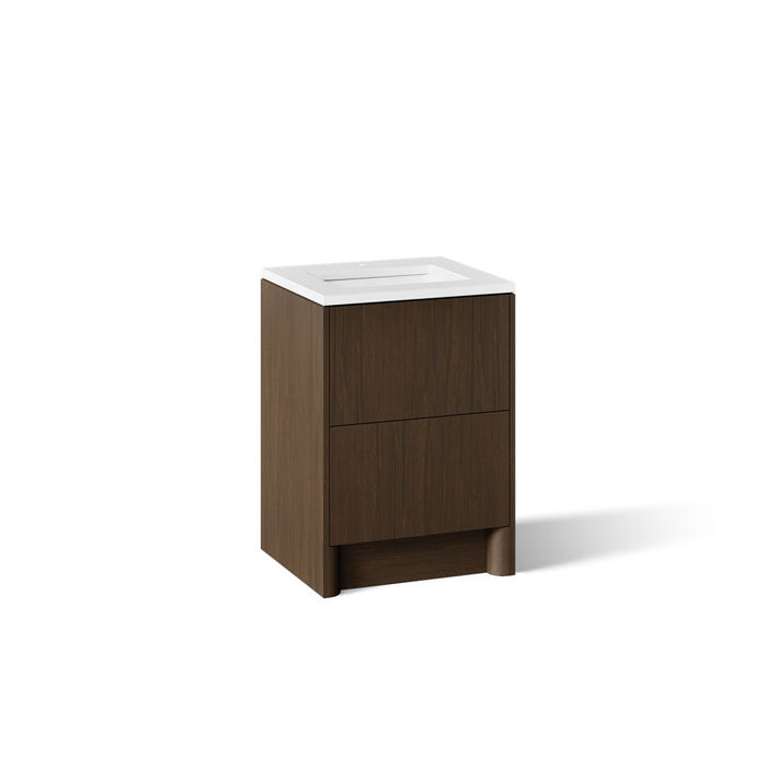 KOHLER K-CM39265-BD1 Statement 24" Bathroom Vanity Set with Sink and Quartz Top, Draper Oak - 3/4 view of product
