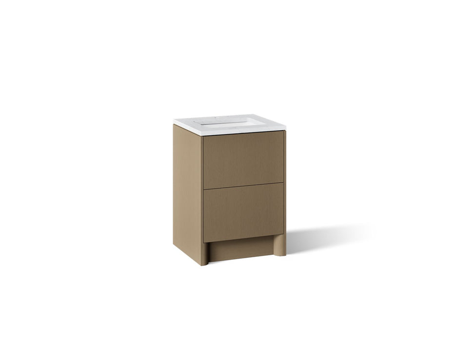 KOHLER K-CM39265-BD1 Statement 24" Bathroom Vanity Set with Sink and Quartz Top, Pale Oak - 3/4 view of product