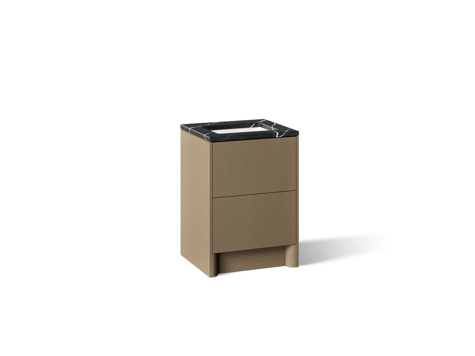 KOHLER K-CM39265-BD1 Statement 24" Bathroom Vanity Set with Sink and Quartz Top, Pale Oak - 3/4 view of product