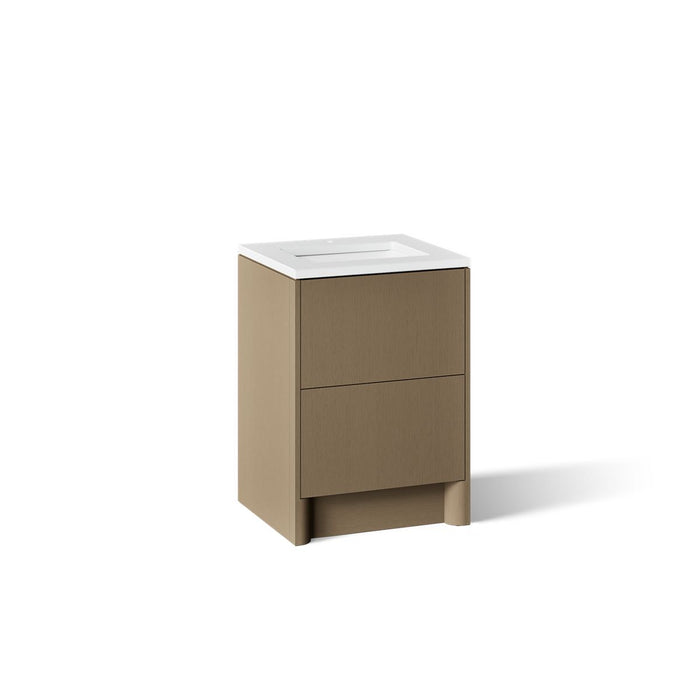 KOHLER K-CM39265-BD1 Statement 24" Bathroom Vanity Set with Sink and Quartz Top, Pale Oak - 3/4 view of product