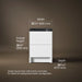 3/4 view of product with dimensions