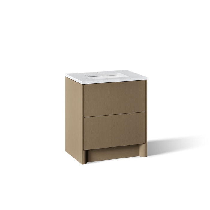 KOHLER K-CM39266-BD1 Statement 30" Bathroom Vanity Set with Sink and Quartz Top, Pale Oak - 3/4 view of product