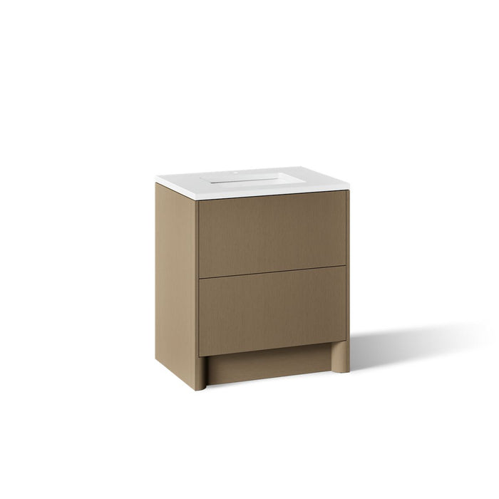 KOHLER K-CM39266-BD1 Statement 30" Bathroom Vanity Set with Sink and Quartz Top, Pale Oak - 3/4 view of product