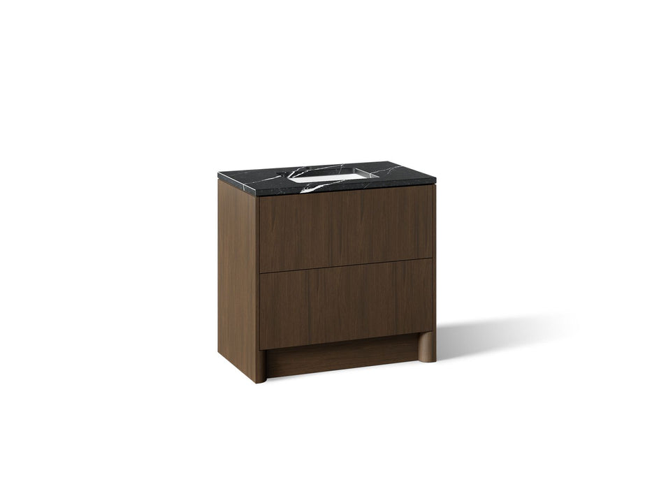 KOHLER K-CM39267-BD1 Statement 36" Bathroom Vanity Set with Sink and Quartz Top, Draper Oak - 3/4 view of product
