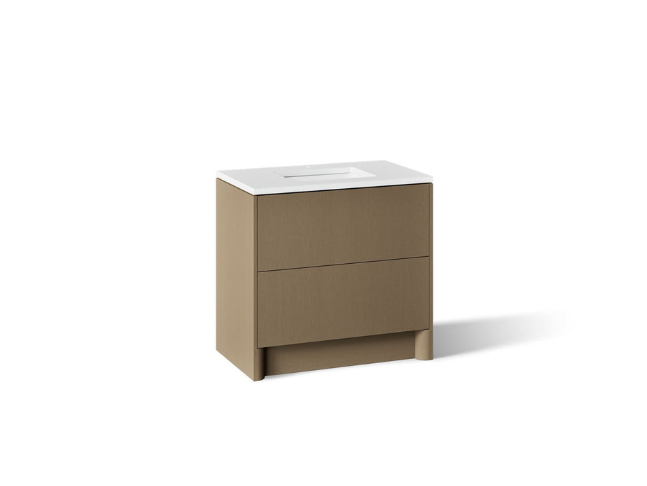 KOHLER K-CM39267-BD1 Statement 36" Bathroom Vanity Set with Sink and Quartz Top, Pale Oak - 3/4 view of product