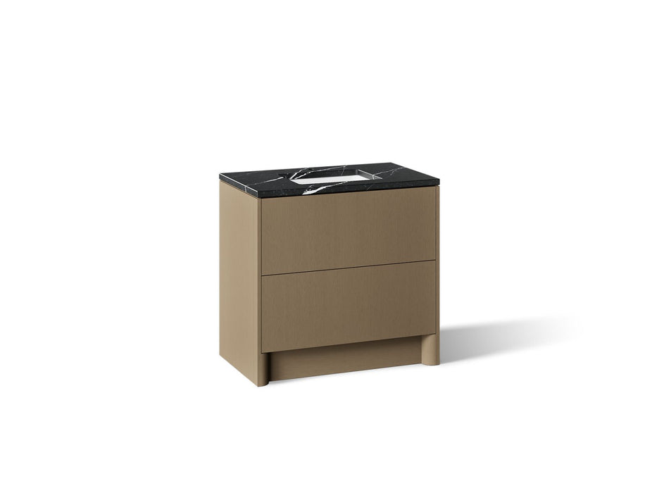 KOHLER K-CM39267-BD1 Statement 36" Bathroom Vanity Set with Sink and Quartz Top, Pale Oak - 3/4 view of product