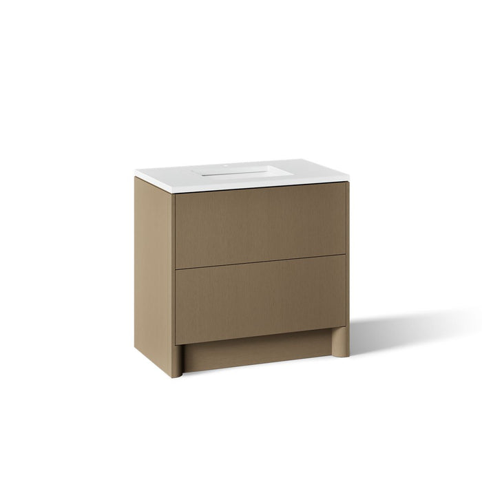 KOHLER K-CM39267-BD1 Statement 36" Bathroom Vanity Set with Sink and Quartz Top, Pale Oak - 3/4 view of product