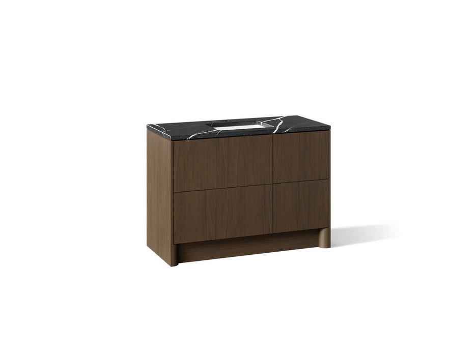 KOHLER K-CM39268-BD1 Statement 48" Bathroom Vanity Set with Sink and Quartz Top, Draper Oak - 3/4 view of product