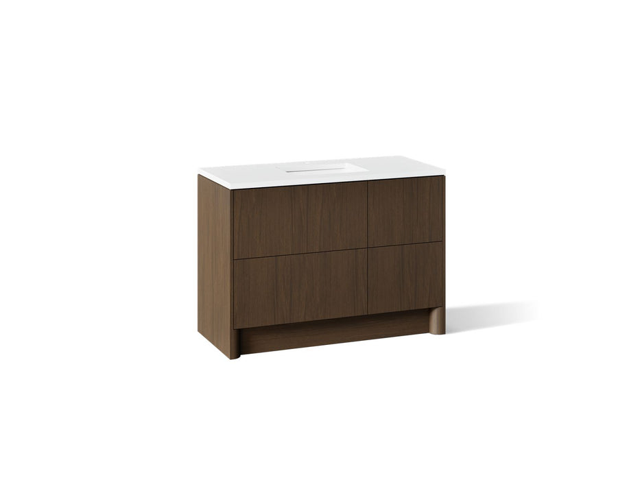 KOHLER K-CM39268-BD1 Statement 48" Bathroom Vanity Set with Sink and Quartz Top, Draper Oak - 3/4 view of product