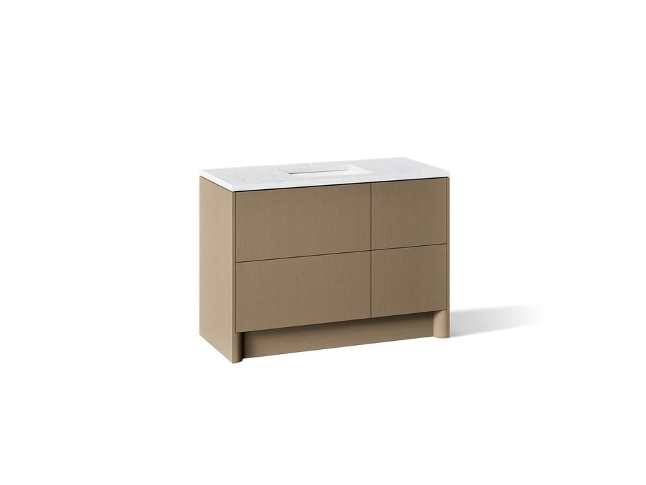 KOHLER K-CM39268-BD1 Statement 48" Bathroom Vanity Set with Sink and Quartz Top, Pale Oak - 3/4 view of product