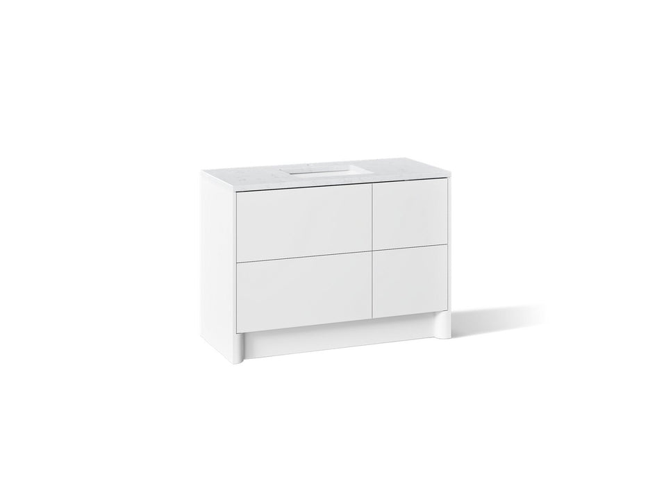 KOHLER K-CM39268-BD1 Statement 48" Bathroom Vanity Set with Sink and Quartz Top, White - 3/4 view of product
