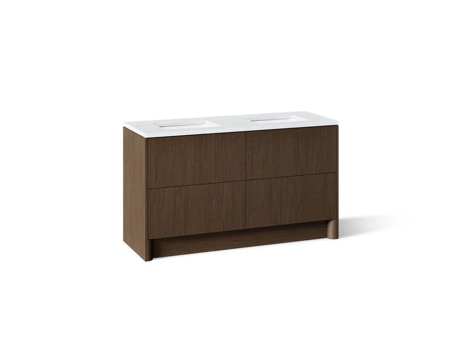 KOHLER K-CM39269-BD1 Statement 60" Bathroom Vanity Set with Sinks and Quartz Top, Draper Oak - 3/4 view of product