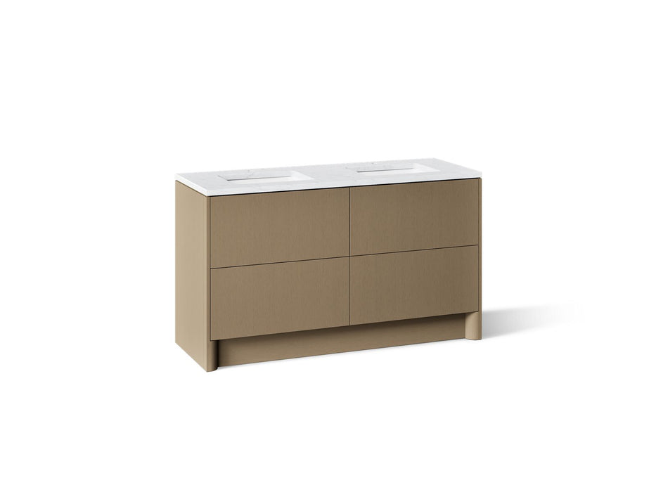 KOHLER K-CM39269-BD1 Statement 60" Bathroom Vanity Set with Sinks and Quartz Top, Pale Oak - 3/4 view of product