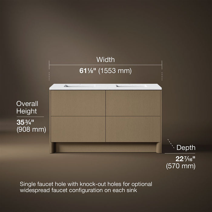 3/4 view of product with dimensions