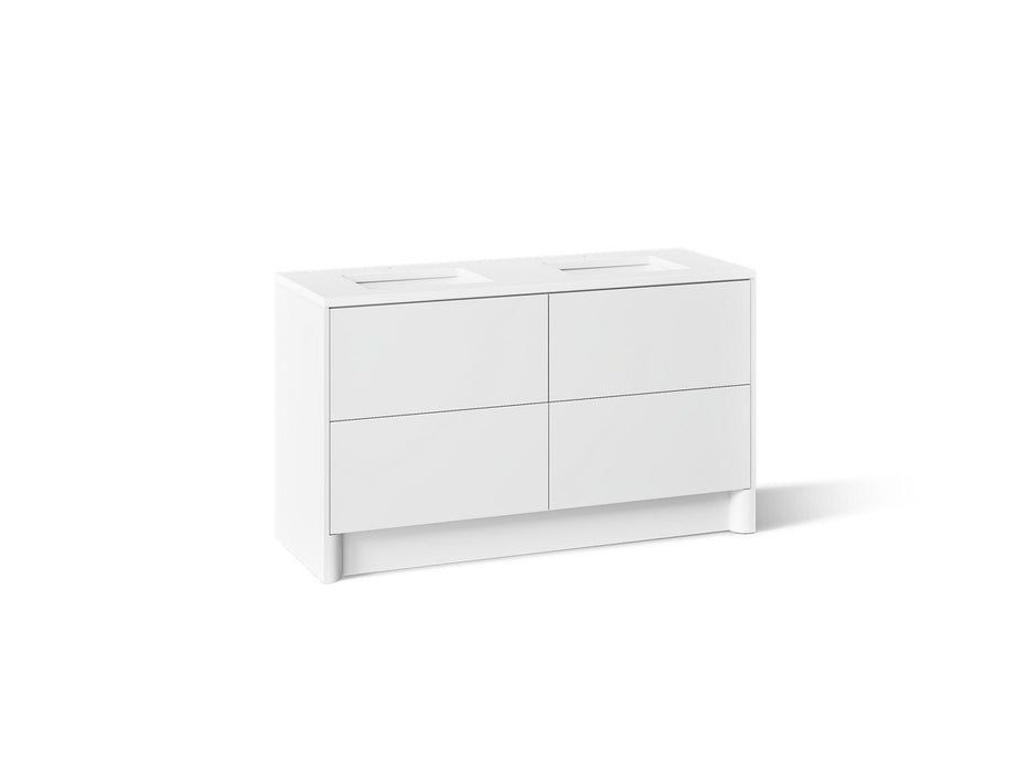 KOHLER K-CM39269-BD1 Statement 60" Bathroom Vanity Set with Sinks and Quartz Top, White - 3/4 view of product