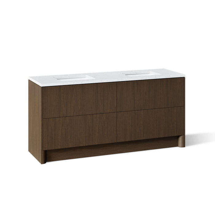 KOHLER K-CM39270-BD1 Statement 72" Bathroom Vanity Set with Sinks and Quartz Top, Draper Oak - 3/4 view of product