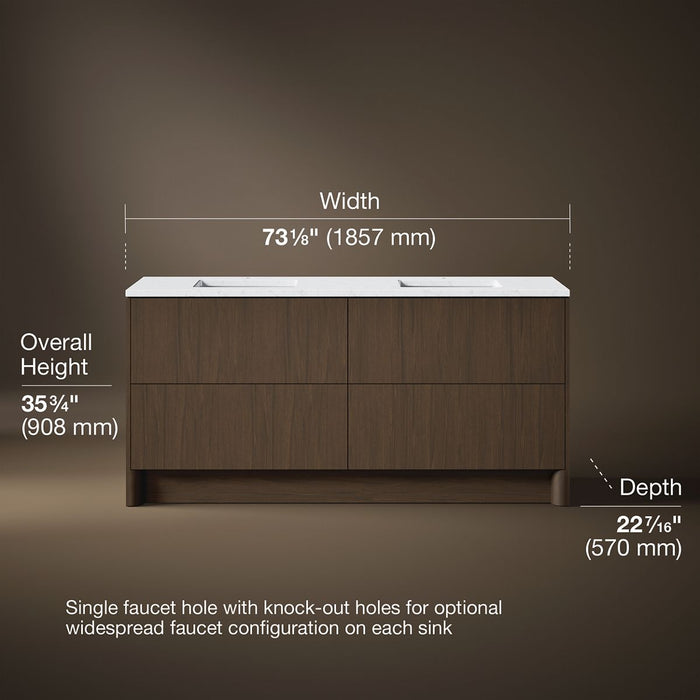 3/4 view of product with dimensions