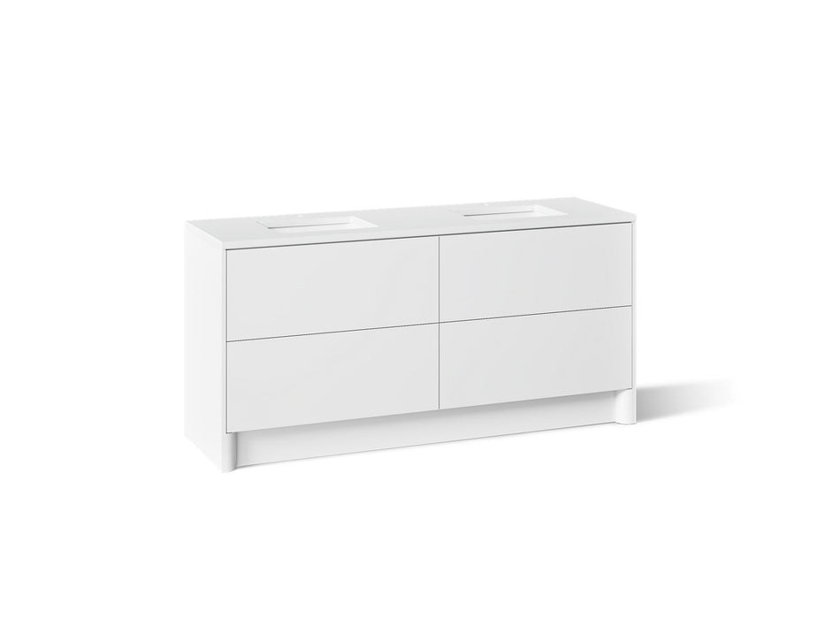KOHLER K-CM39270-BD1 Statement 72" Bathroom Vanity Set with Sinks and Quartz Top, White - 3/4 view of product