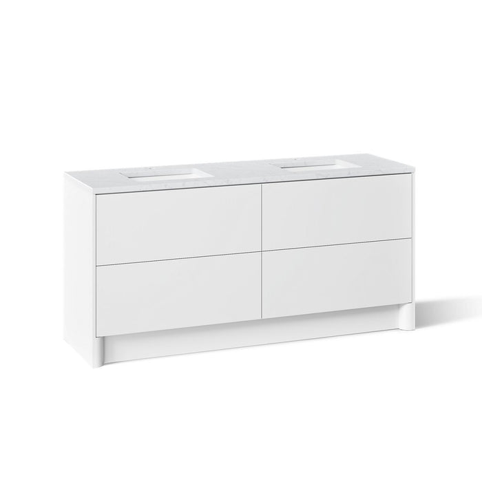 KOHLER K-CM39270-BD1 Statement 72" Bathroom Vanity Set with Sinks and Quartz Top, White - 3/4 view of product