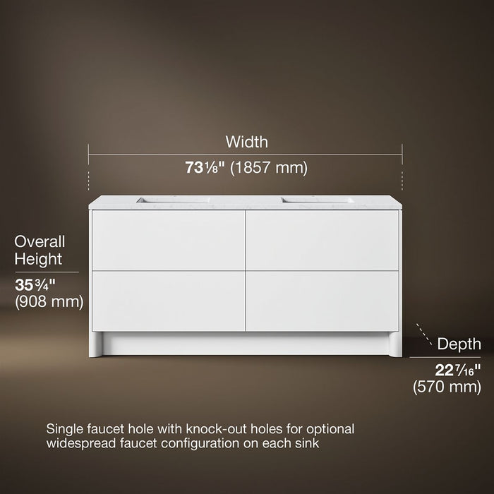 3/4 view of product with dimensions