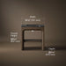 3/4 view of product with dimensions
