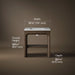 3/4 view of product with dimensions