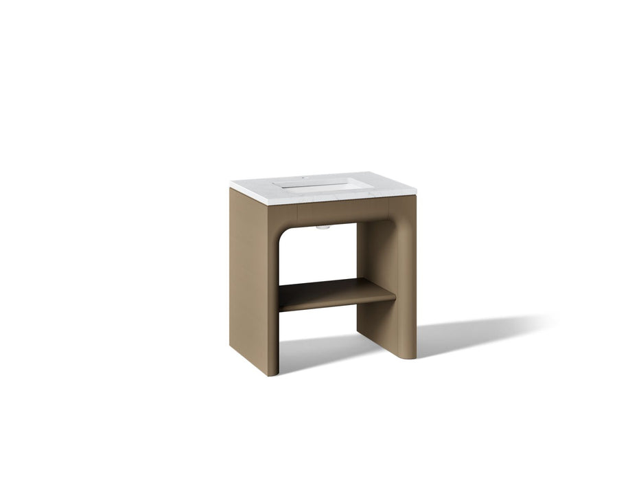 KOHLER K-CM39271-BD1 Statement 30" Console-style Bathroom Vanity Set with Sink and Quartz Top, Pale Oak - 3/4 view of product