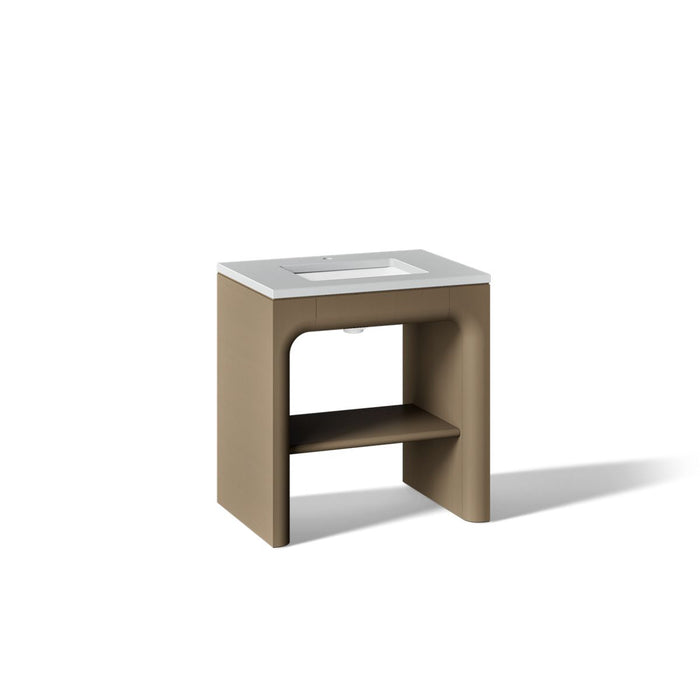 KOHLER K-CM39271-BD1 Statement 30" Console-style Bathroom Vanity Set with Sink and Quartz Top, Pale Oak - 3/4 view of product